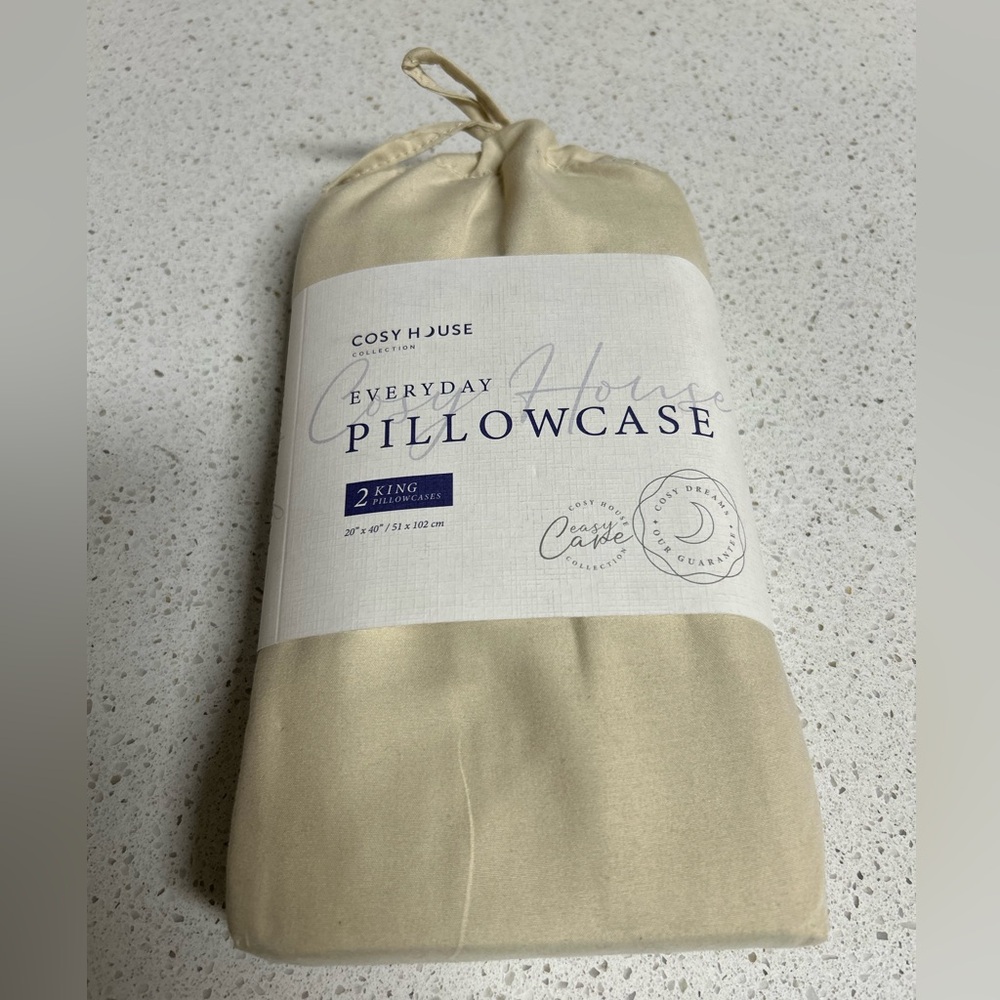 Cosy House Easy Care Collection Everyday Pillowcases King Sized Set of 2 Cream